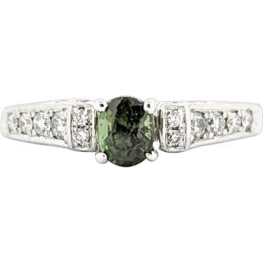 Alexandrite & Diamond Ring In White Gold - image 1