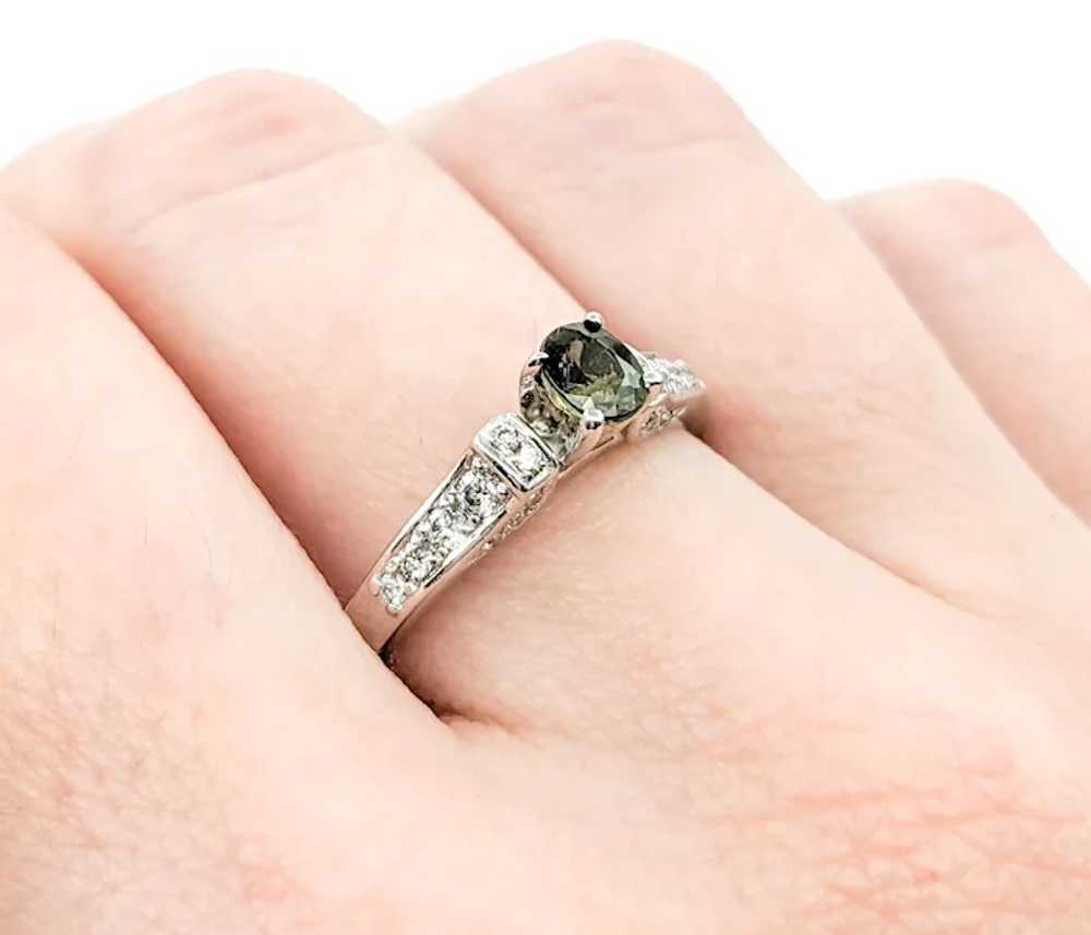 Alexandrite & Diamond Ring In White Gold - image 8