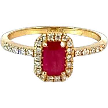 Ruby and Diamond ring 14k gold- 0.56 ct Ruby and .