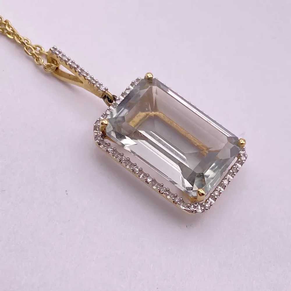 Prasiolite and Diamond Pendant / Necklace 14K Gol… - image 3