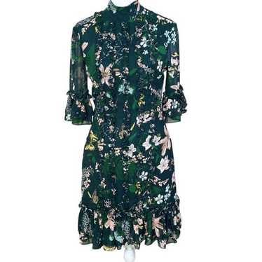 Isabel Garcia womens green floral ruffled dress s… - image 1