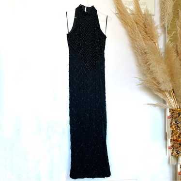 VINTAGE LAURENCE KAZAR Black Beaded Sequins Bodyc… - image 1