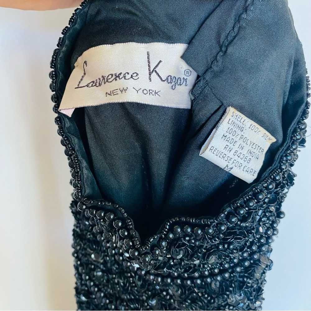 VINTAGE LAURENCE KAZAR Black Beaded Sequins Bodyc… - image 8