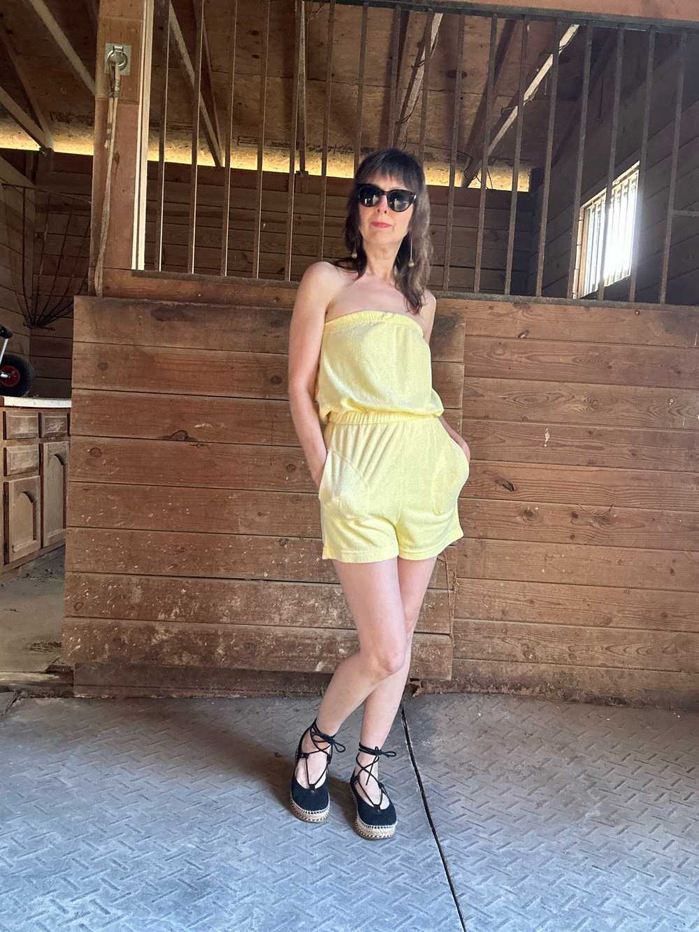 1980s Yellow Terry Romper - image 5