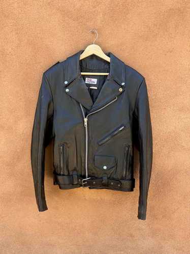 Baja California Black Leather Biker Jacket - 40 - image 1