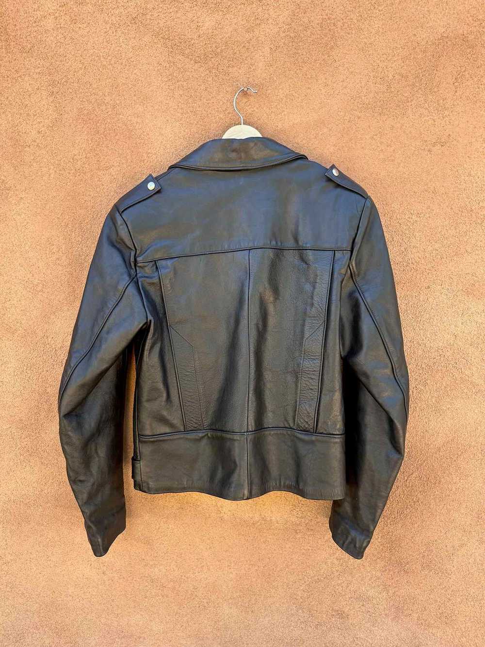 Baja California Black Leather Biker Jacket - 40 - image 3
