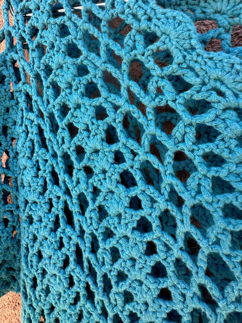 Blue Crochet Short Sleeve Sweater - image 2