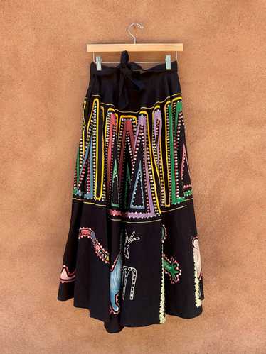 Hand Painted & Sequined Deer & Eagle Skirt