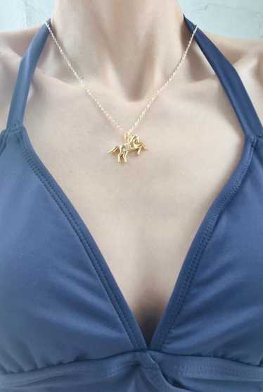gold tone horse necklace