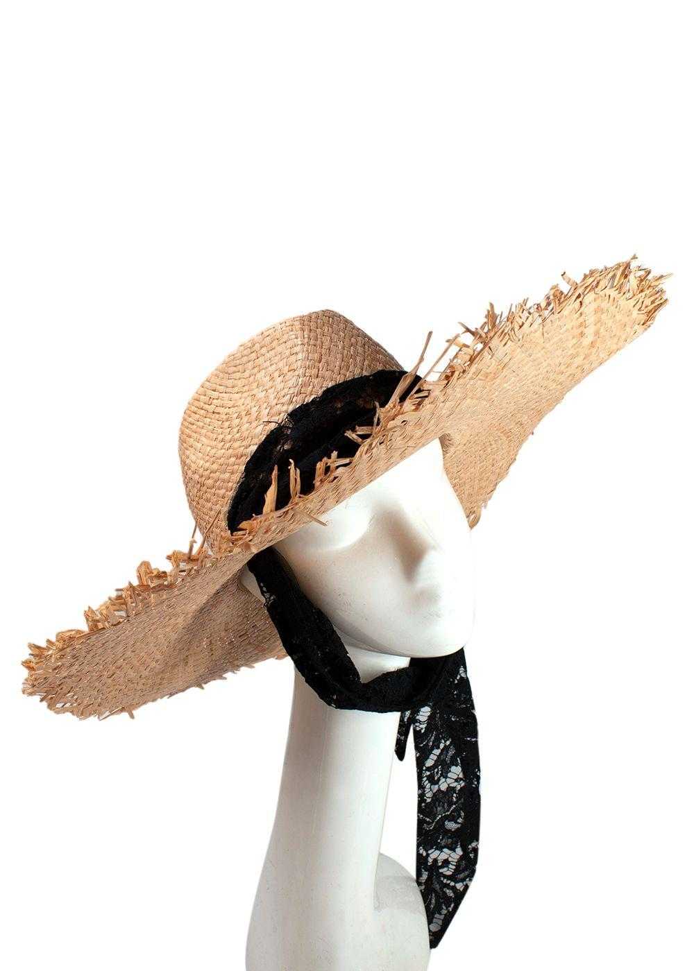 Managed by hewi Valentino Beige Straw Hat with Bl… - image 3