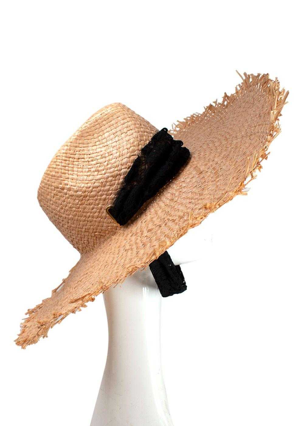 Managed by hewi Valentino Beige Straw Hat with Bl… - image 4