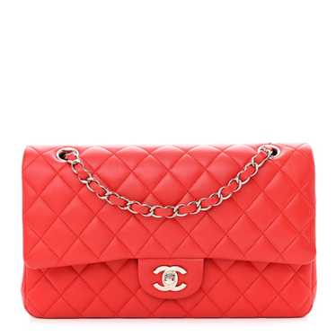 CHANEL Lambskin Quilted Medium Double Flap Red