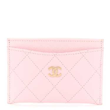 CHANEL Caviar Quilted Card Holder Light Pink