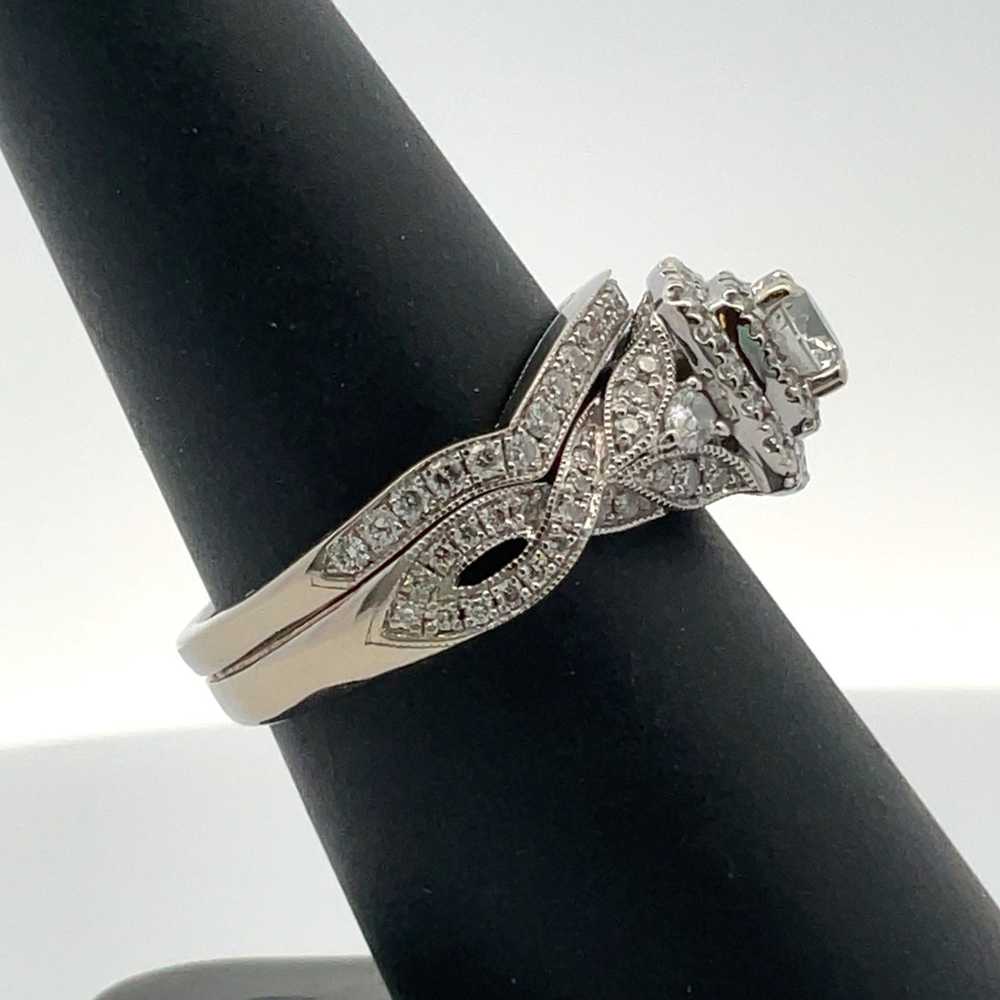 14K W Gold Diamond AP .45 CT Double Halo Criss Cr… - image 8