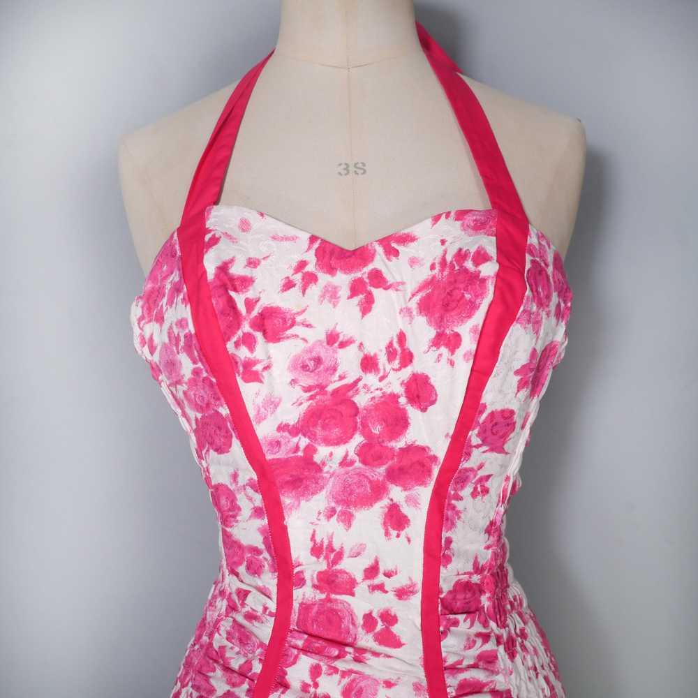 50s JANET DICKINSON PINK FLORAL SHIRRED SWIMSUIT … - image 4