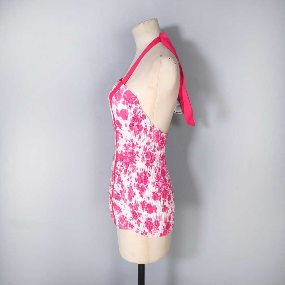 50s JANET DICKINSON PINK FLORAL SHIRRED SWIMSUIT … - image 8