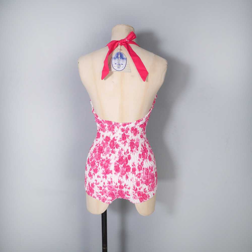 50s JANET DICKINSON PINK FLORAL SHIRRED SWIMSUIT … - image 9