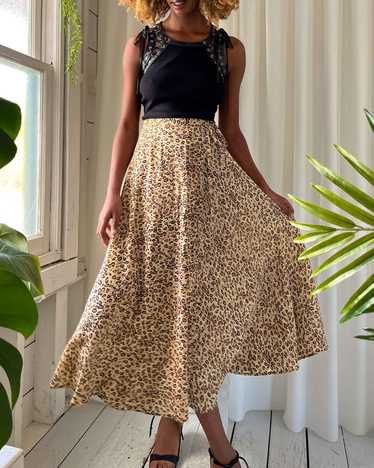 90s Leopard Print Silk Wrap Skirt | XS - M