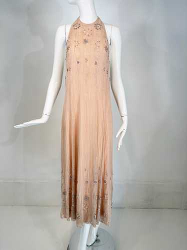 Jean-Louis Scherrer Couture Beaded Pink Silk Halte