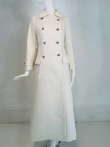 Saks Fifth Avenue 1970s White Cotton Jacquard Doub