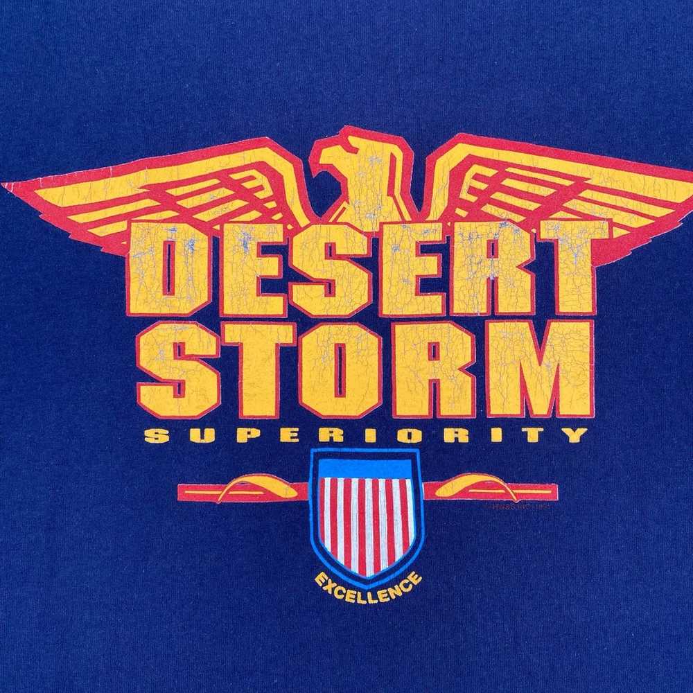 Vintage Desert Storm Shirt Size Large Blue Single… - image 4