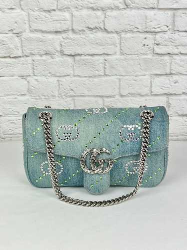 GUCCI GG Marmont Denim Swing & Strass Crystal Shou