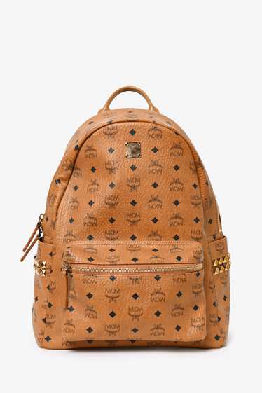 MCM Brown Leather Monogram Studded Backpack - image 1