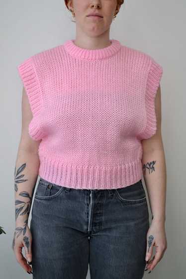 80s Baby Pink Knit Vest - image 1