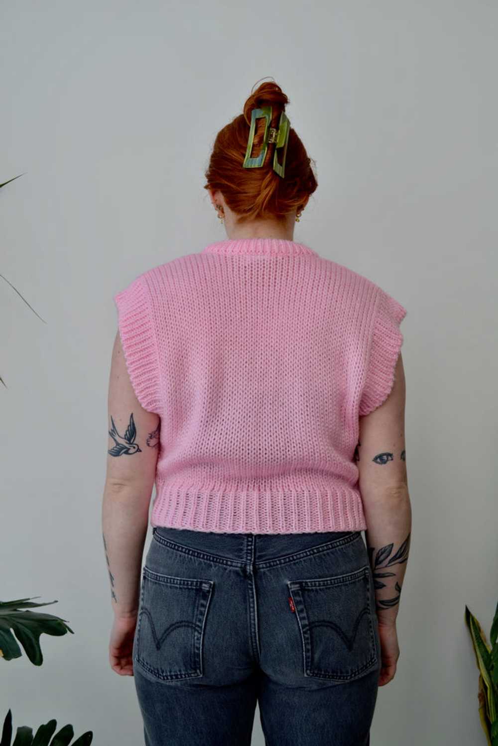 80s Baby Pink Knit Vest - image 2