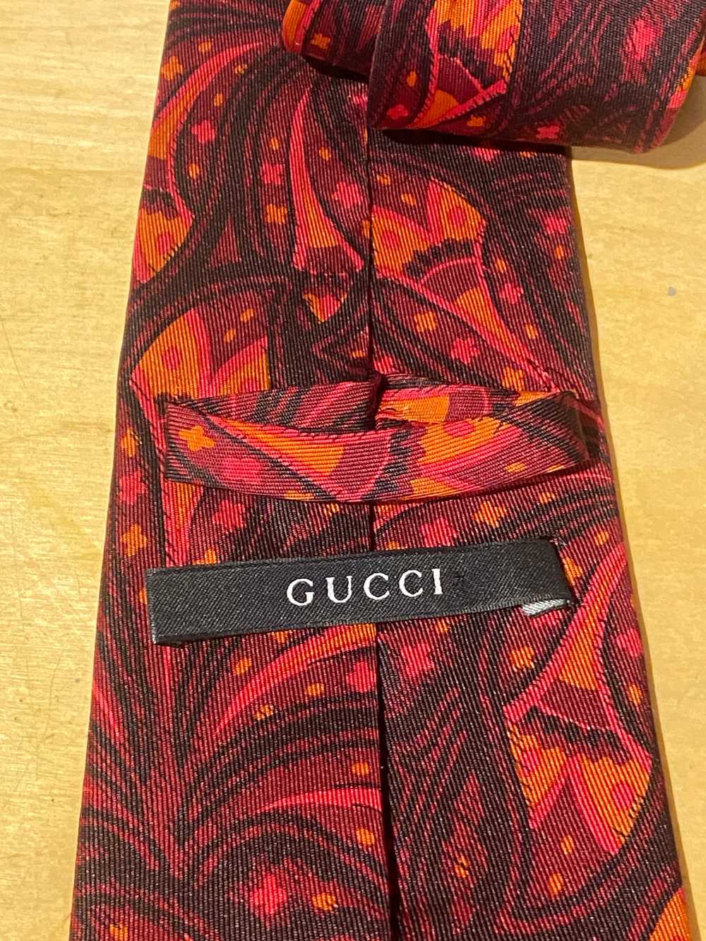 Gucci Pink & Maroon Paisley Tie - image 3