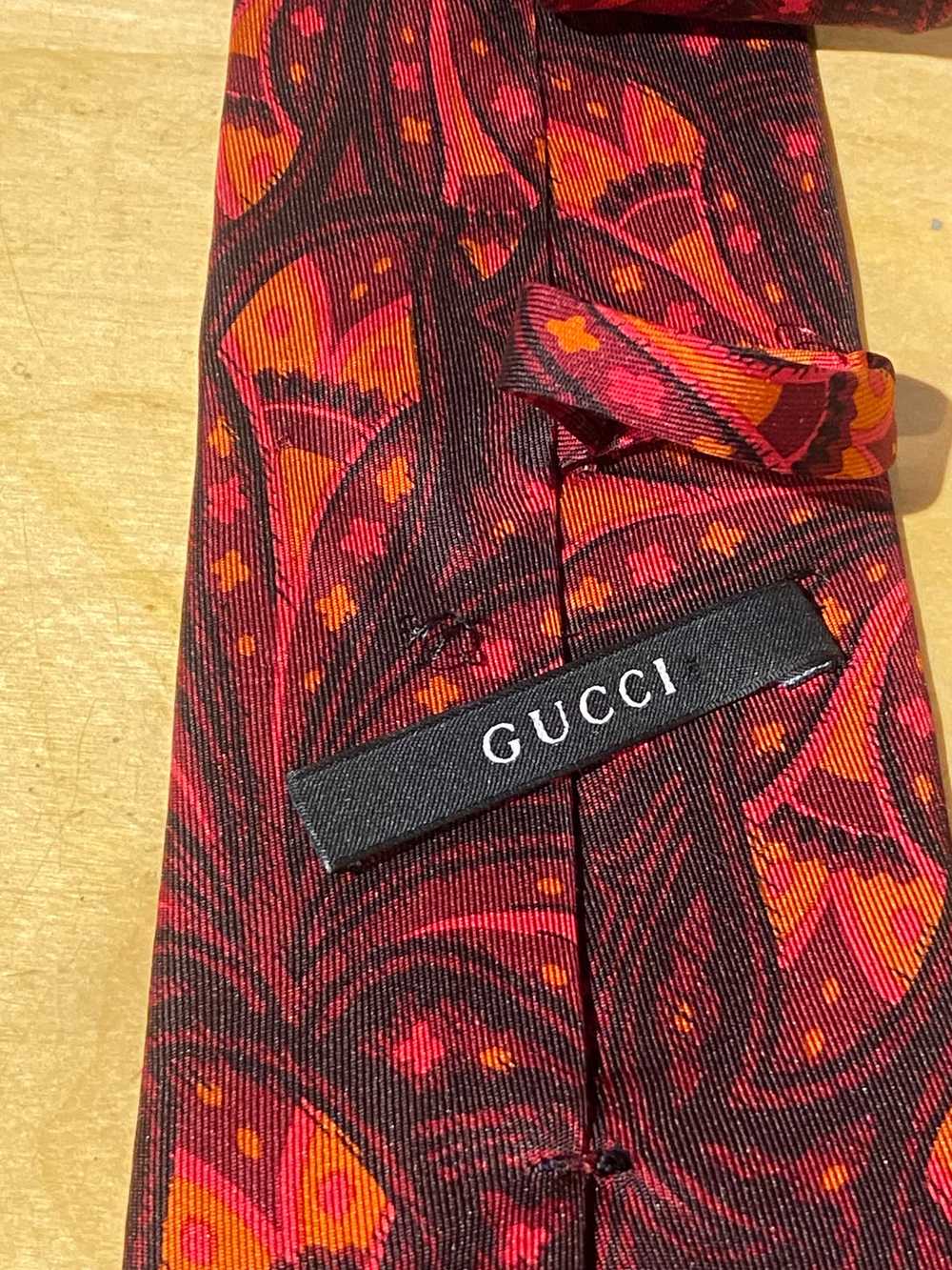 Gucci Pink & Maroon Paisley Tie - image 6