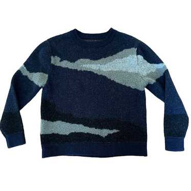 OAK + FORT Intarsia oversized sweater in blue & g… - image 1