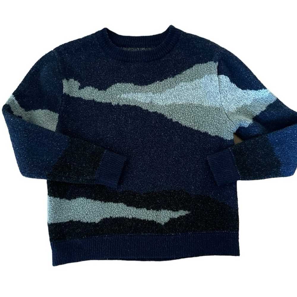 OAK + FORT Intarsia oversized sweater in blue & g… - image 2
