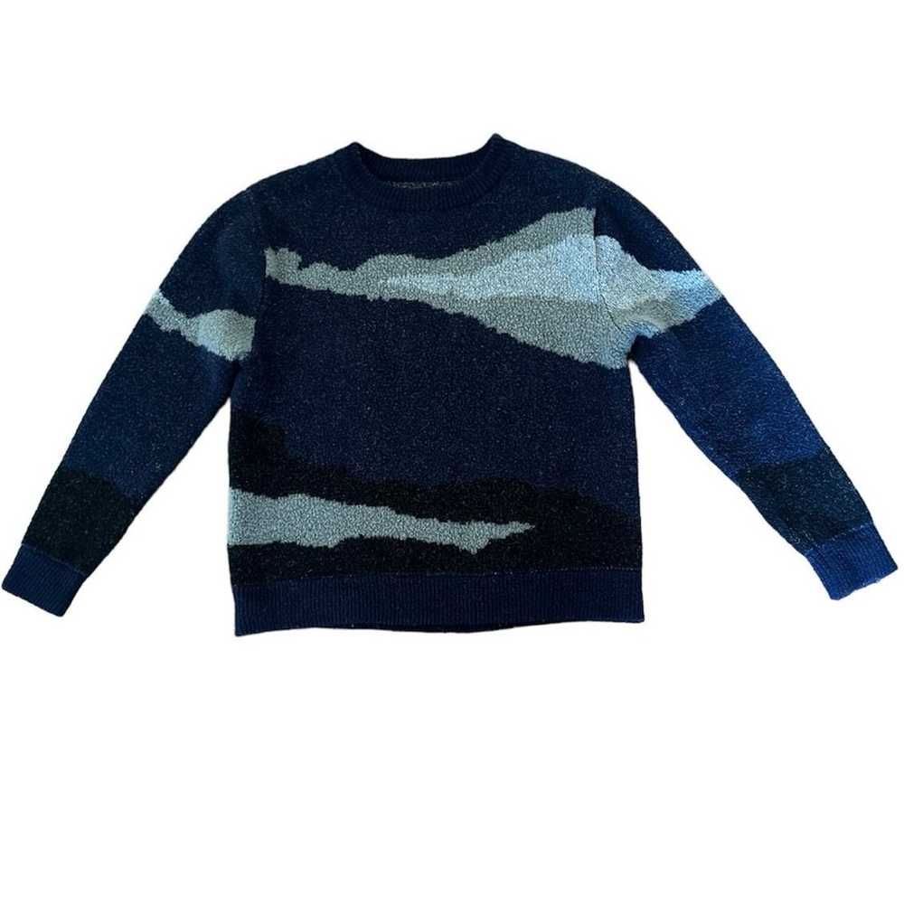 OAK + FORT Intarsia oversized sweater in blue & g… - image 3