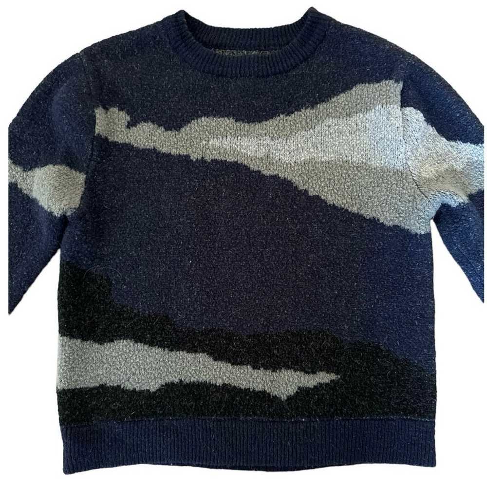 OAK + FORT Intarsia oversized sweater in blue & g… - image 4