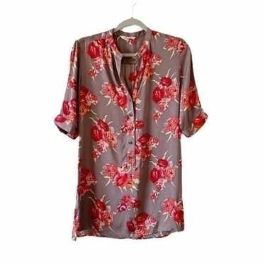 Tucker NYC Taupe Silk Floral Blouse S