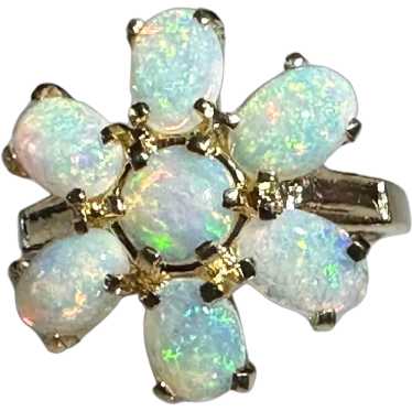 14K YG Opal Flower Ring - image 1