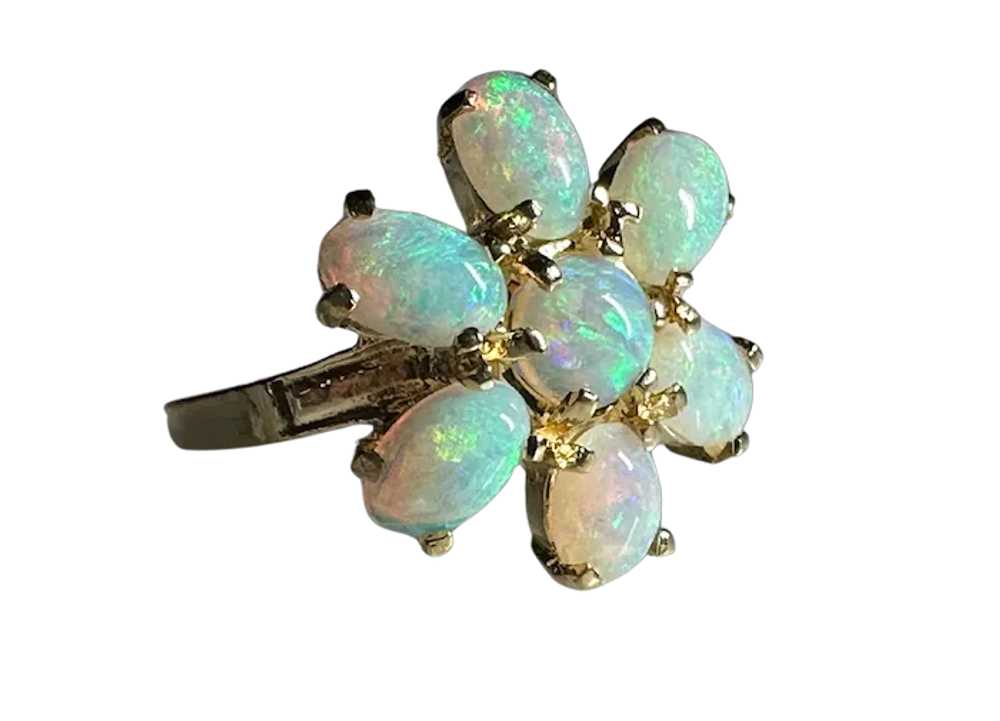 14K YG Opal Flower Ring - image 2