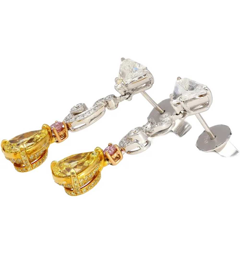 GIA Certified Fancy Vivid Yellow Diamond Drop Ear… - image 5