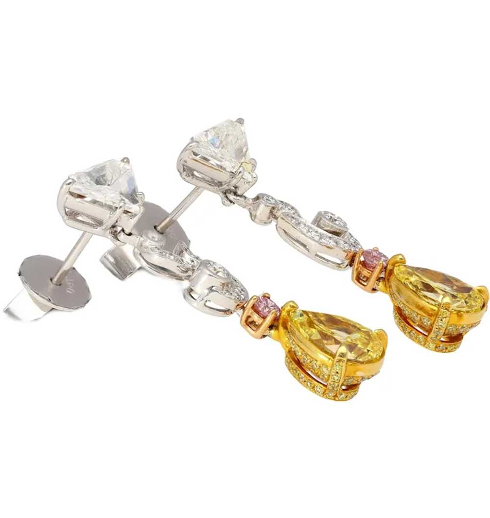 GIA Certified Fancy Vivid Yellow Diamond Drop Ear… - image 6