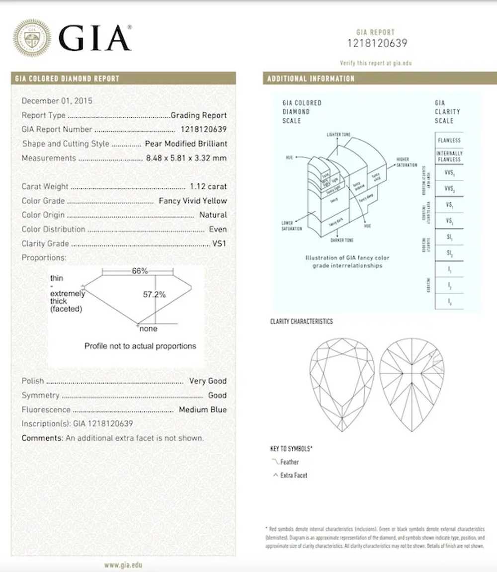 GIA Certified Fancy Vivid Yellow Diamond Drop Ear… - image 7