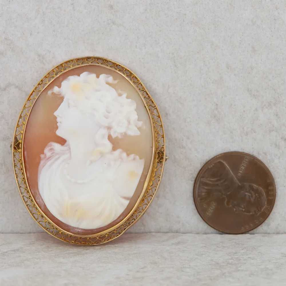 10k Yellow Gold Cameo Pin Brooch - image 3