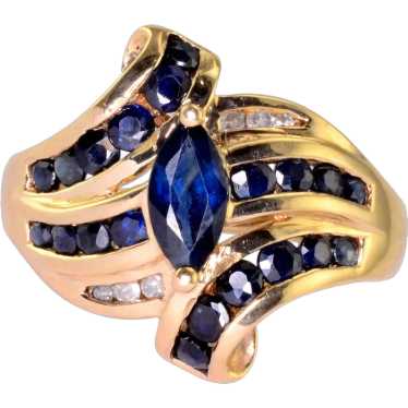 Marquise Sapphire and Diamond Ring