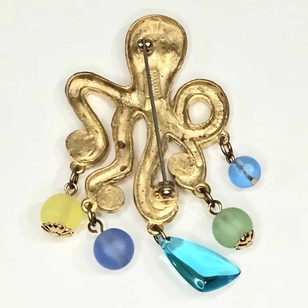 Vintage Octopus with Multi Glass Dangles Pin - image 4