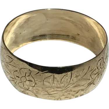 Gold Tone Engraved Bangle Bracelet