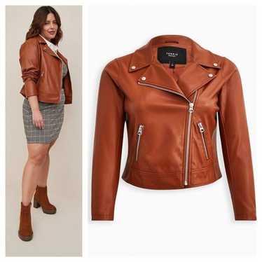 Torrid Cognac Faux Leather Asymmetrical Moto Jacke