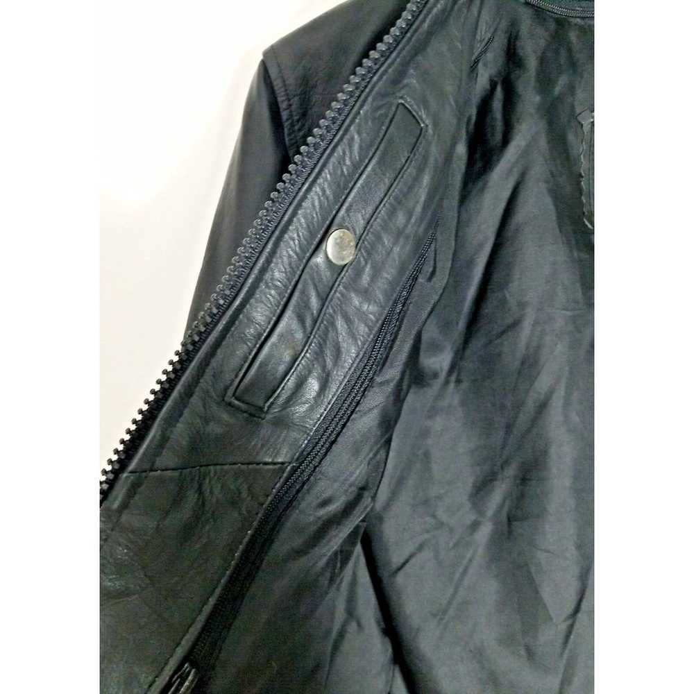 Genuine Leather LG Motorcycle Jacket Fringe Rose … - image 10