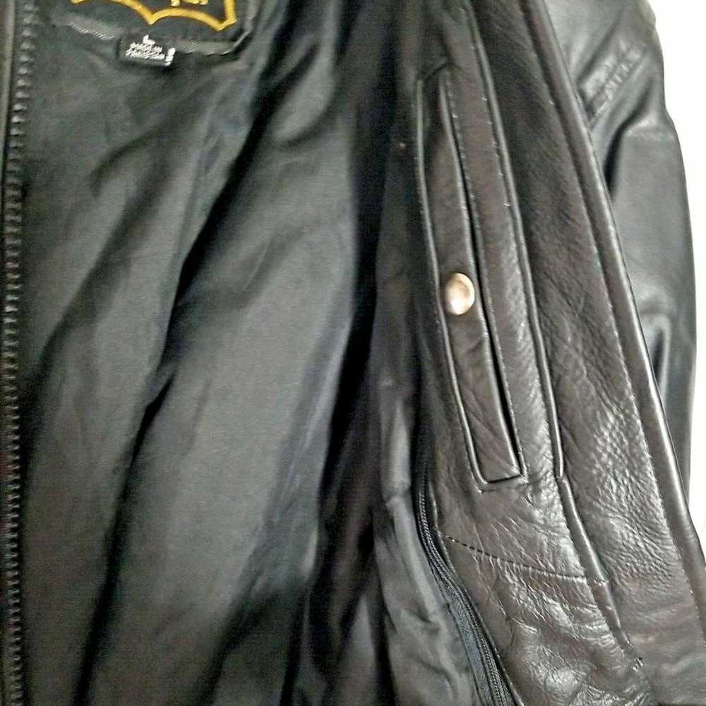 Genuine Leather LG Motorcycle Jacket Fringe Rose … - image 11