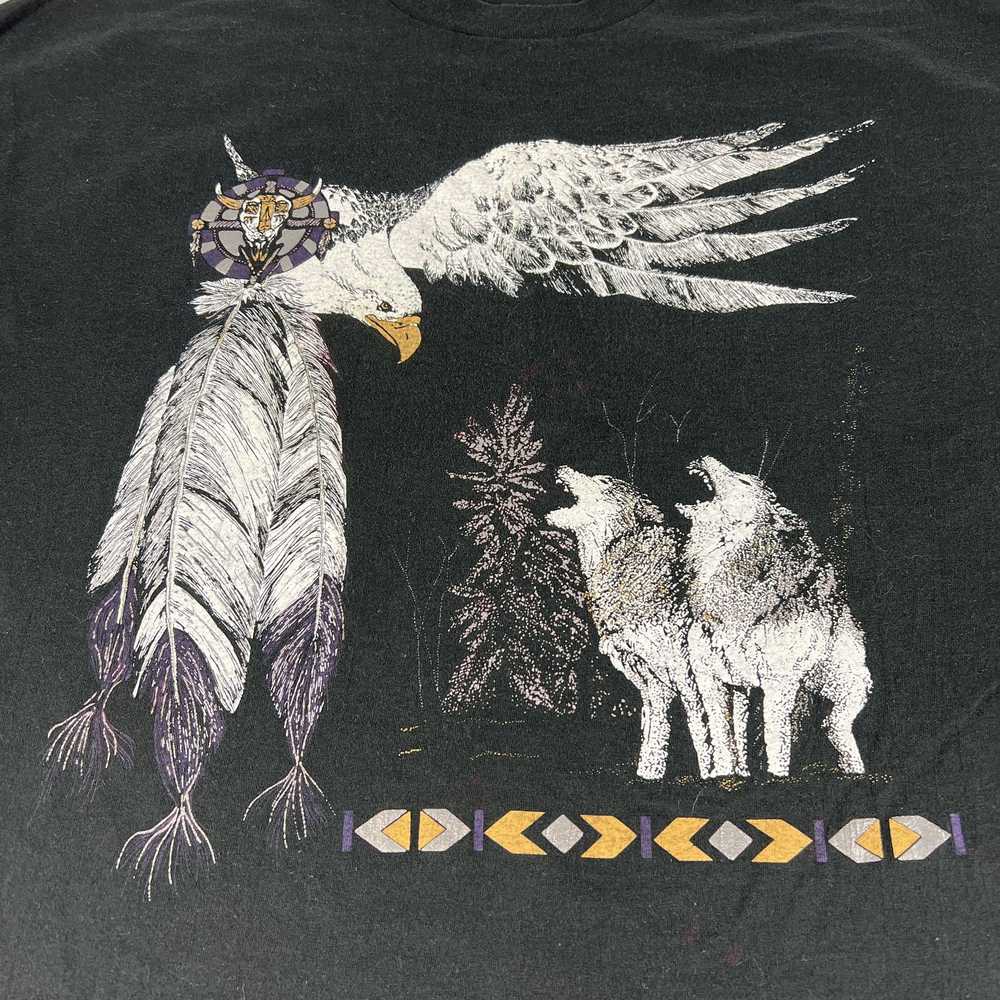 Hanes × Vintage VTG 90s Nature Eagle Wolves Inden… - image 3