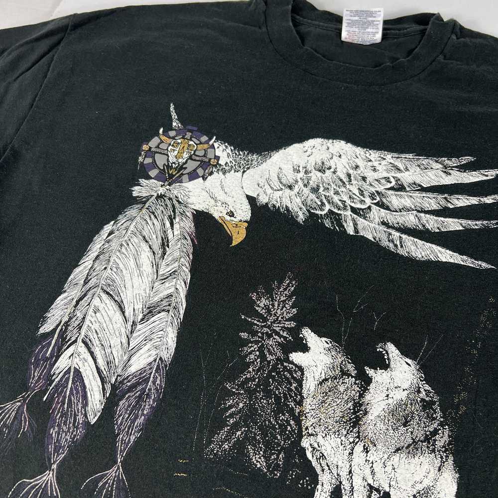 Hanes × Vintage VTG 90s Nature Eagle Wolves Inden… - image 5